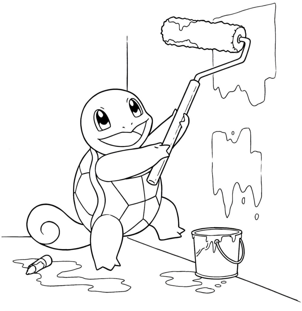 Coloriage de Carapuce fait de la peinture