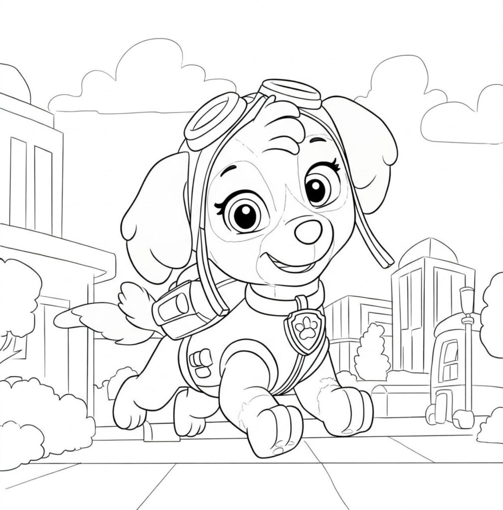 Coloriage de Stella qui se promène en ville