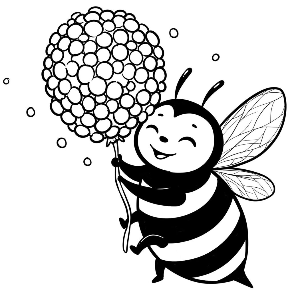 Coloriage d'une abeille qui porte une fleur