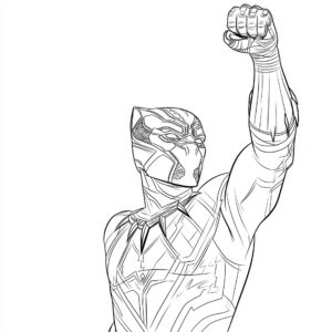 Coloriage 6 de Black Panther le poing levé