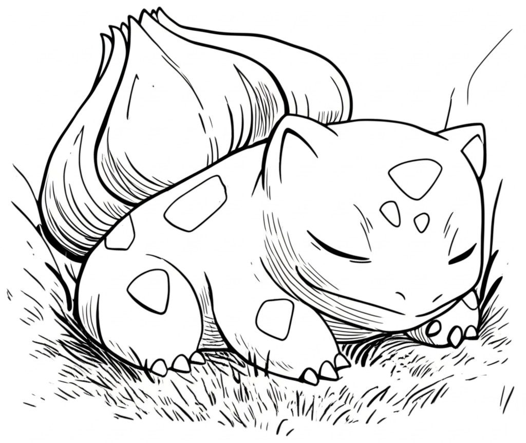 Coloriage de Bulbizarre qui se repose