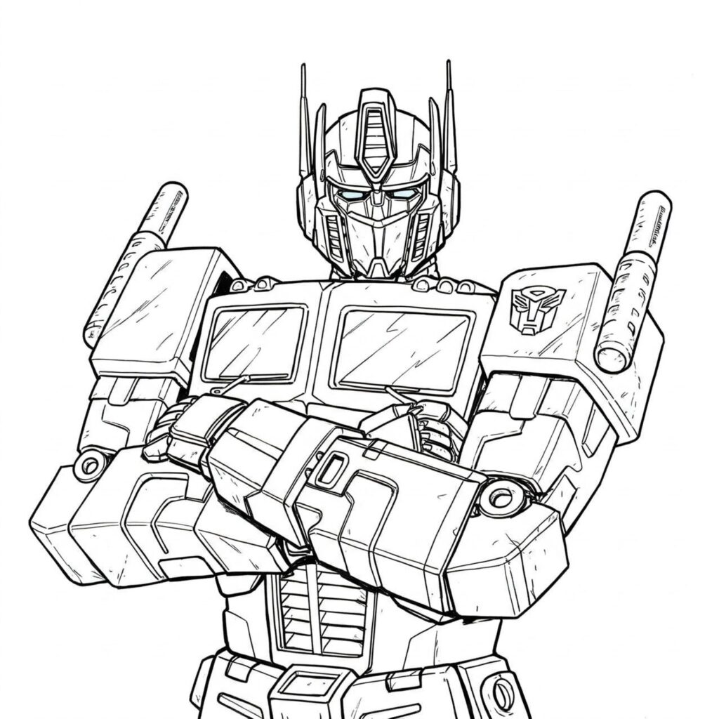 Coloriage d'Optimus Prime avec les bras croisés