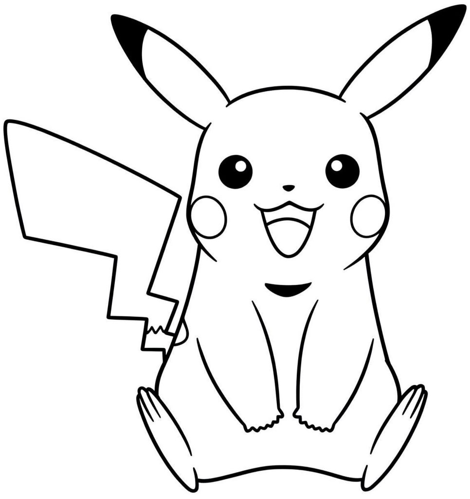 Coloriage de Pikachu heureux
