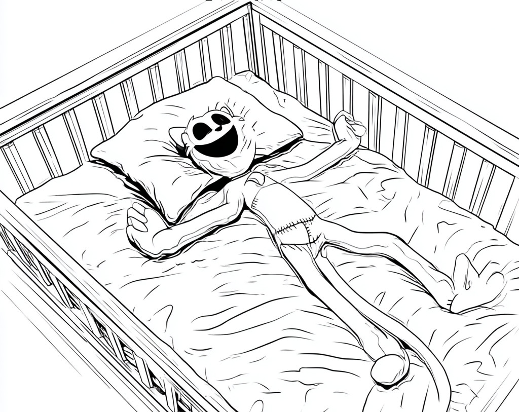 Coloriage de Catnap de Poppy Playtime qui dort