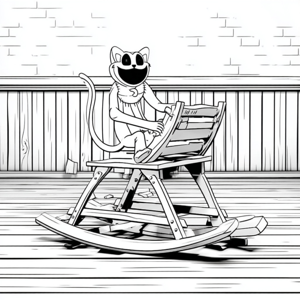 Coloriage de Catnap de Poppy Playtime sur une chaise