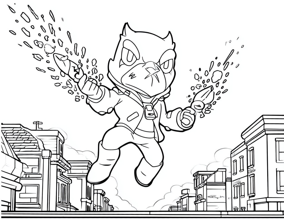 Coloriage de Corbac de Brawl Stars qui bondit