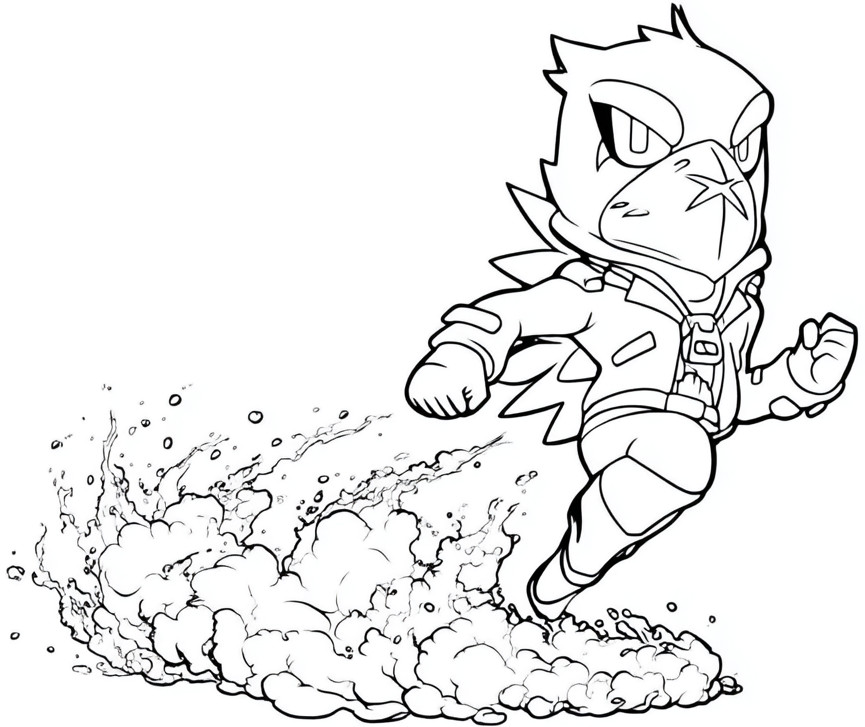 Coloriage de Corbac de Brawl Stars qui court