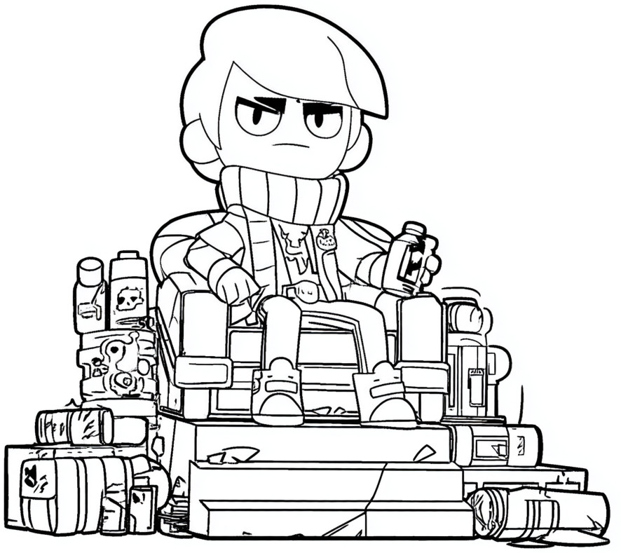 Coloriage d'Edgard dans Brawl Stars assis sur son trône