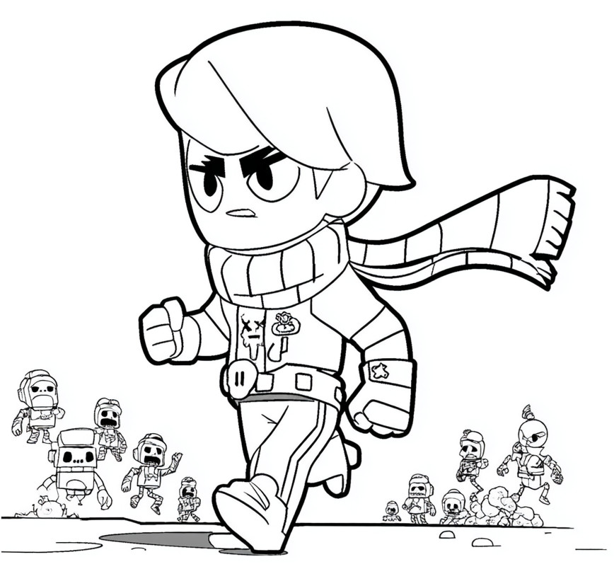 Coloriage d'Edgard dans Brawl Stars poursuivi
