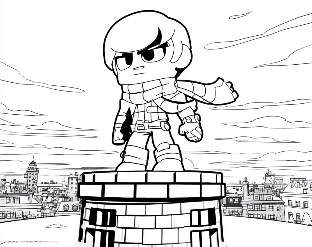 Coloriage d'Edgard dans Brawl Stars du haut d'une tour