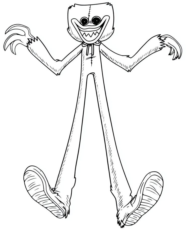 Coloriage d'Huggy Wuggy de Poppy Playtime saute