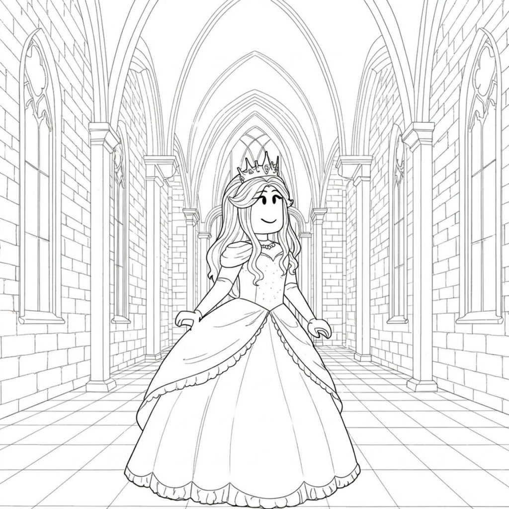 Coloriage de Roblox pour filles avec un personnage princesse