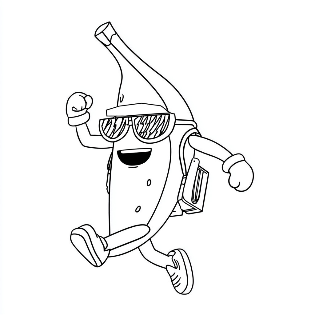 Coloriage de la banane de Stumble Guys qui va à l'école