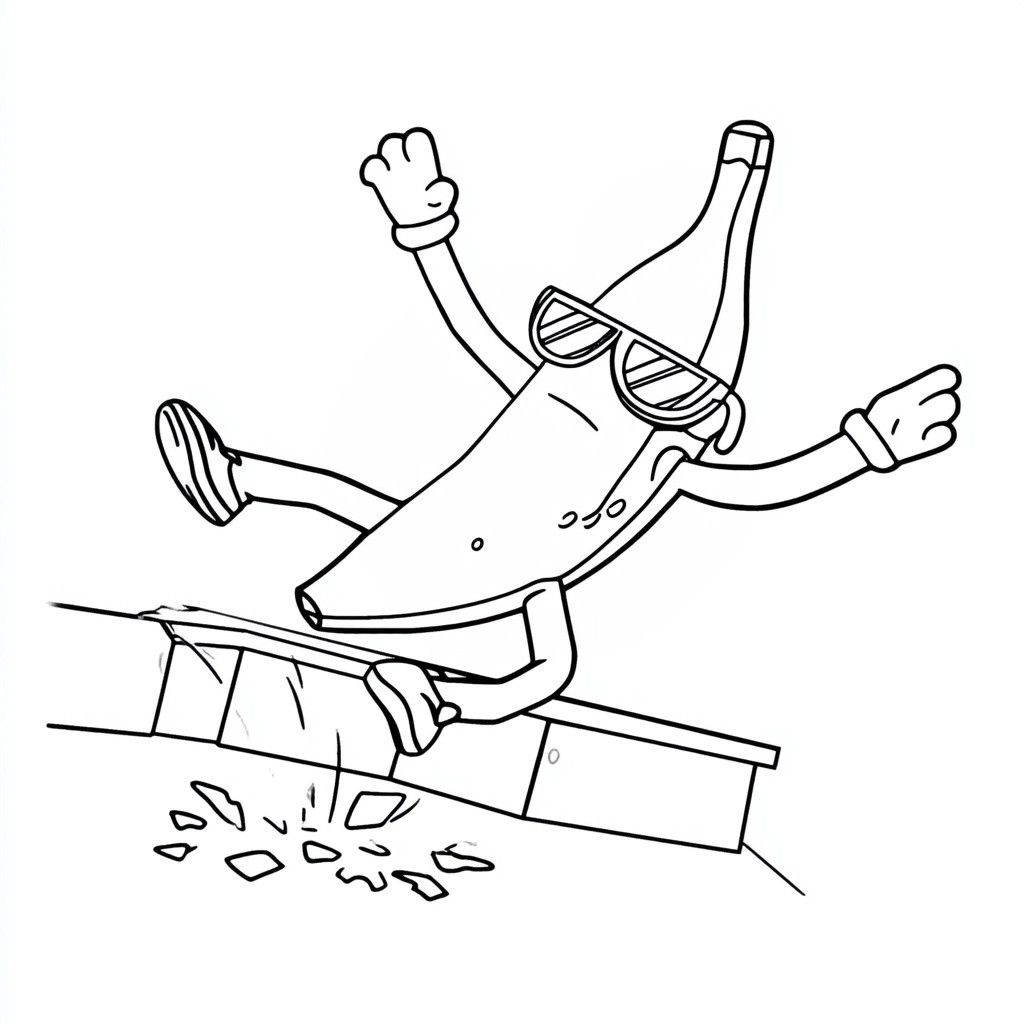 Coloriage de la banane de Stumble Guys qui glisse
