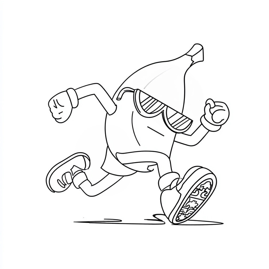 Coloriage de la banane de Stumble Guys qui court